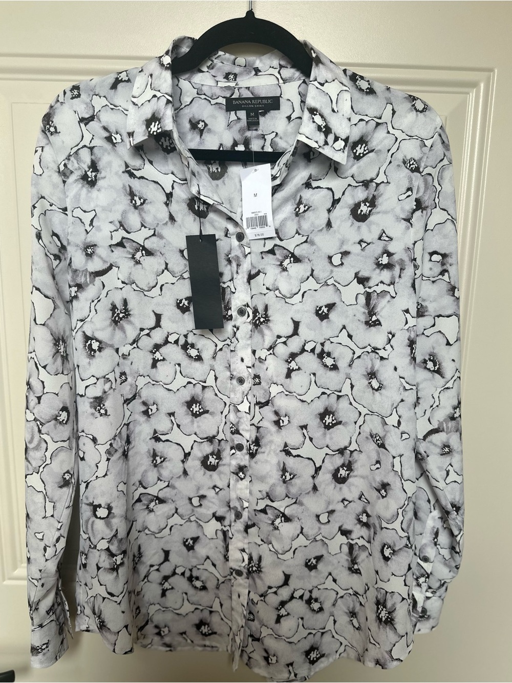 Banana Republic Black and White Floral Blouse